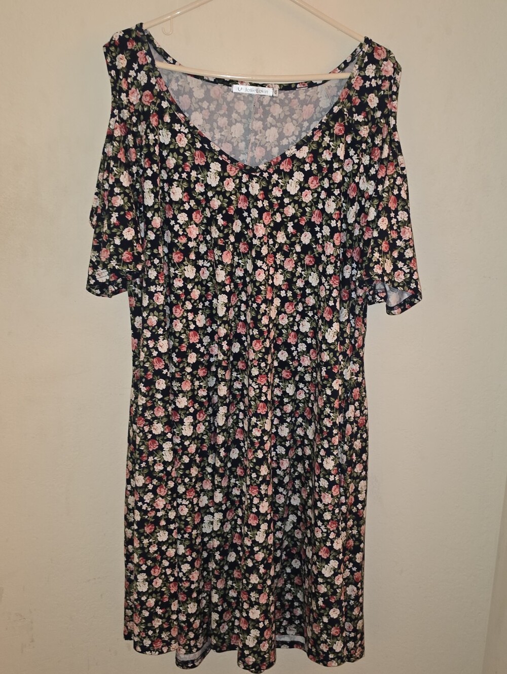 Women Plus Size Dresses Cold Shoulder Short Sleeve Casual Loose T-Shirt Swing